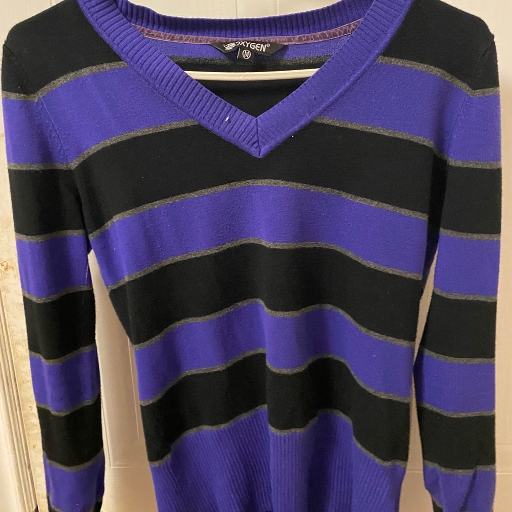 purple v neck sweater